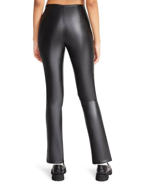 Colanti Dama Steve Madden Slit Front Faux Piele Pant Negrii | SM-703HF