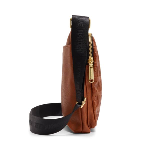 Geanta De Umar Dama Steve Madden Logo Crossbody Cognac Maro | SM-027TA