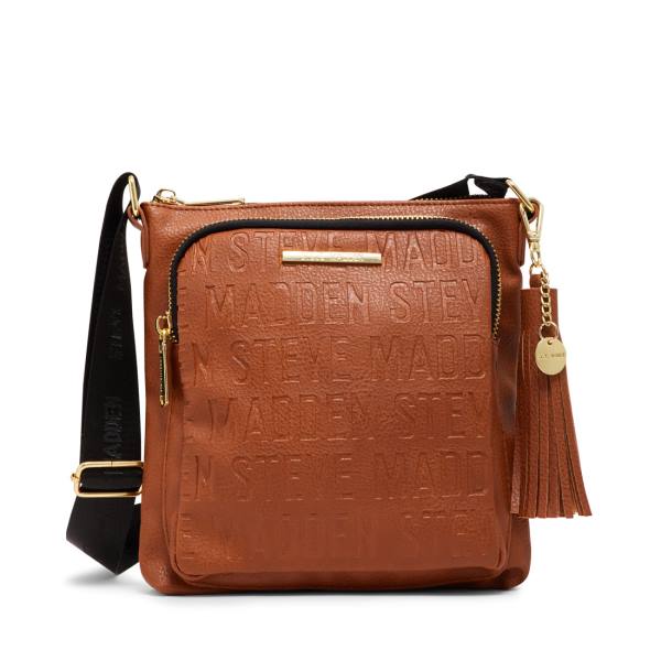 Geanta De Umar Dama Steve Madden Logo Crossbody Cognac Maro | SM-027TA