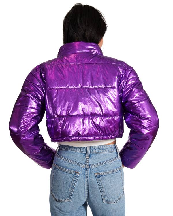 Jacheta Dama Steve Madden Cropped Metallic Puffer Violet | SM-716WA