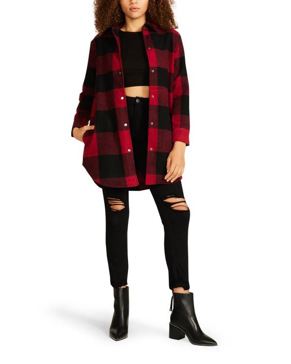 Jacheta Dama Steve Madden Eldridge Plaid Rosii | SM-384FV