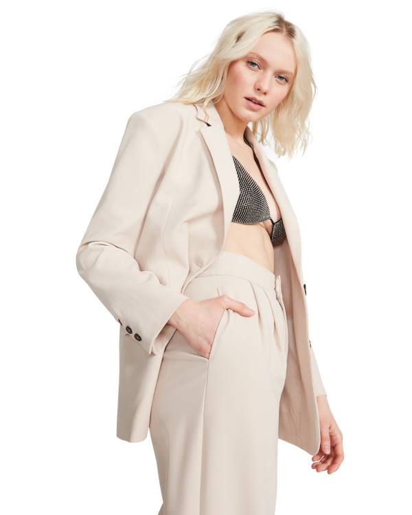 Jacheta Dama Steve Madden Oversized Blazer Ivory Albi | SM-915XM