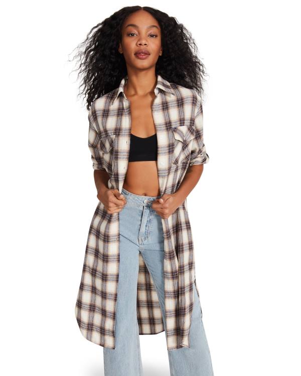 Jacheta Dama Steve Madden Plaid Duster Albastri | SM-915SL