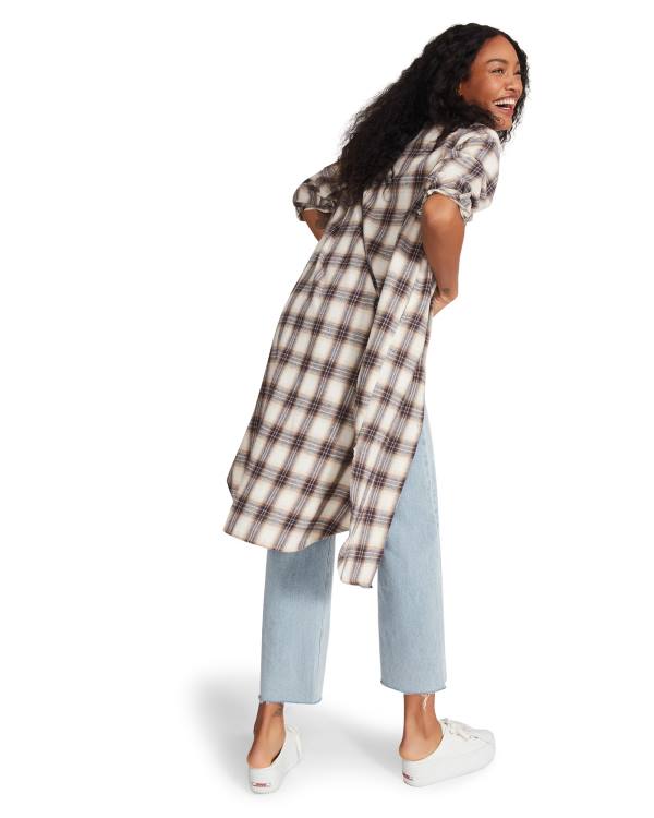 Jacheta Dama Steve Madden Plaid Duster Albastri | SM-915SL