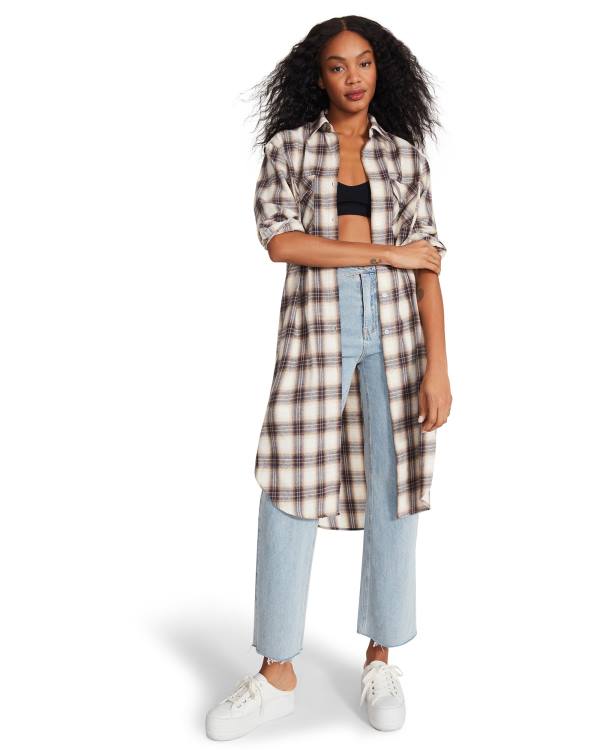 Jacheta Dama Steve Madden Plaid Duster Albastri | SM-915SL