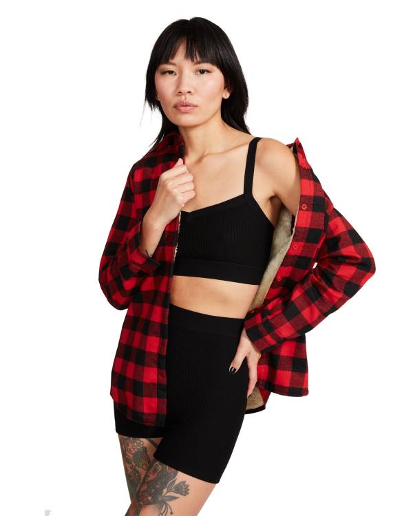 Jacheta Dama Steve Madden Teddy Captusite Flannel Rosii | SM-794RS