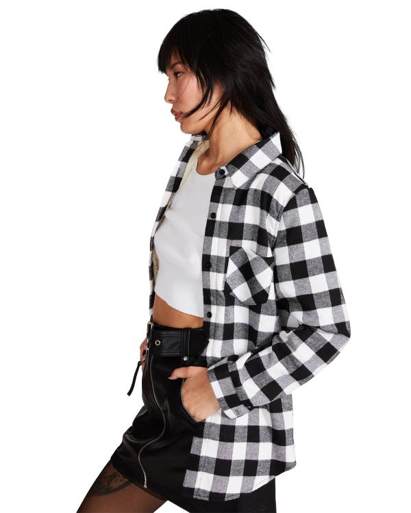 Jacheta Dama Steve Madden Teddy Captusite Flannel Negrii | SM-801OR