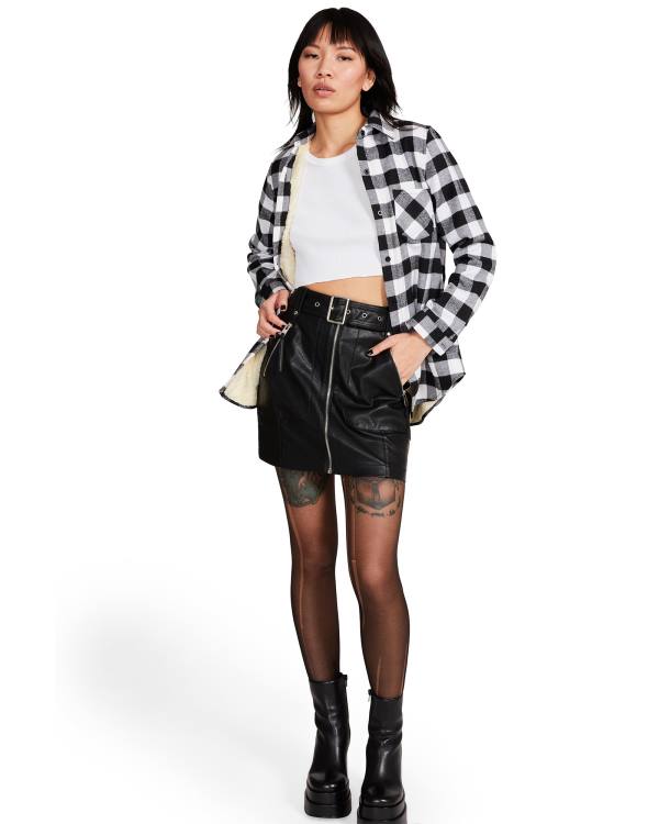 Jacheta Dama Steve Madden Teddy Captusite Flannel Negrii | SM-801OR