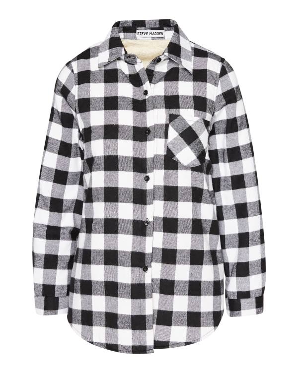 Jacheta Dama Steve Madden Teddy Captusite Flannel Negrii | SM-801OR