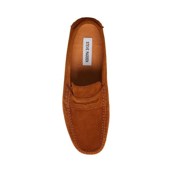 Loafers Barbati Steve Madden Italo Cognac Piele Intoarsa Maro | SM-280YP