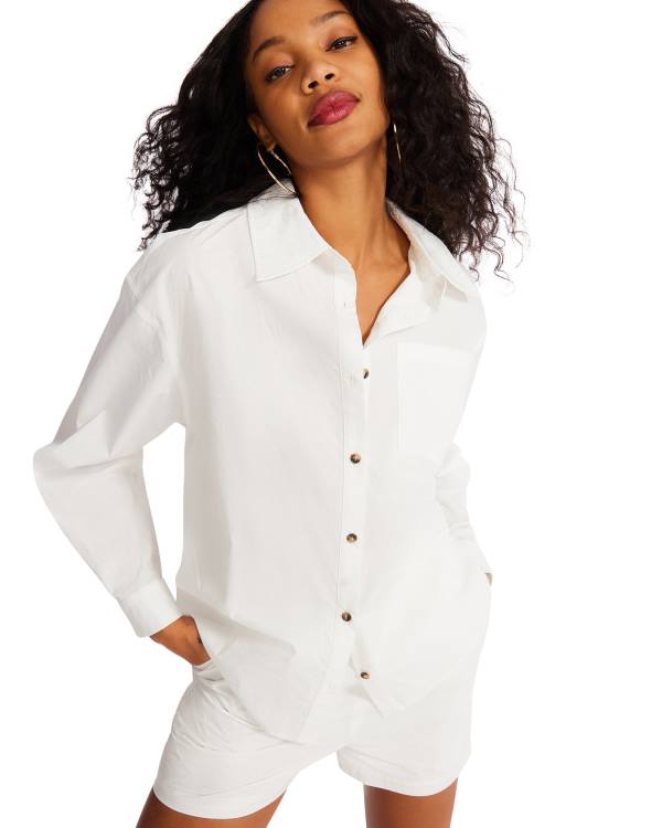 Loungewear Dama Steve Madden Button Down Scurte Set Albi | SM-453VR