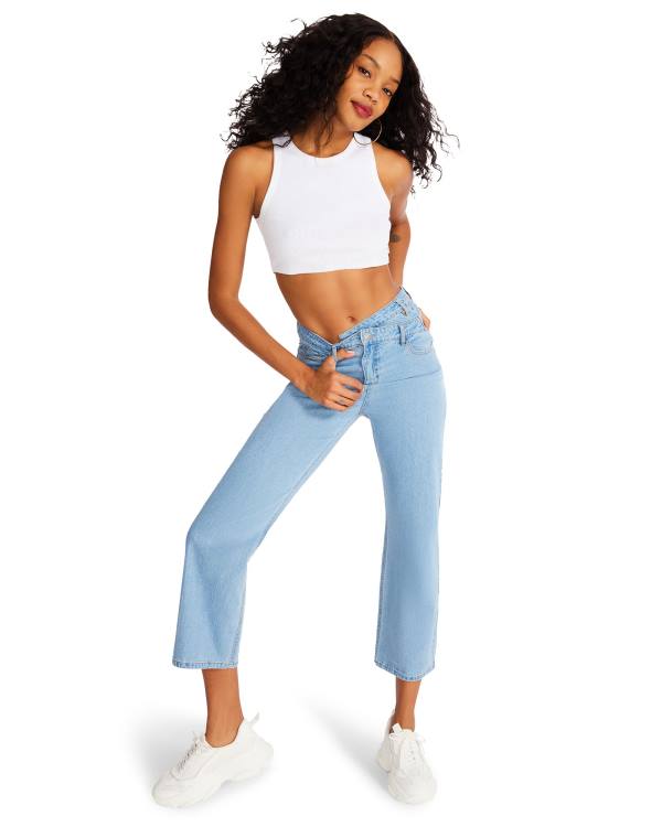 Pantaloni Dama Steve Madden Asymmetrical Boyfriend Jean Albastri | SM-492LS