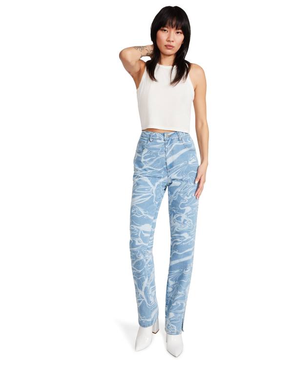 Pantaloni Dama Steve Madden Denim Swirl Pants Albastri | SM-523ZE