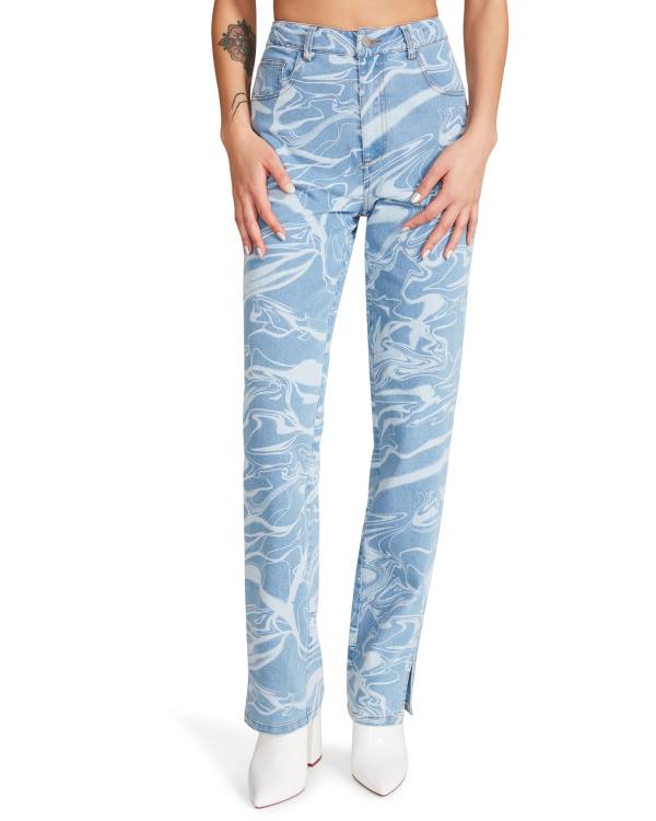 Pantaloni Dama Steve Madden Denim Swirl Pants Albastri | SM-523ZE