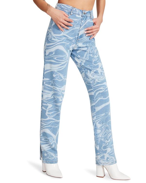 Pantaloni Dama Steve Madden Denim Swirl Pants Albastri | SM-523ZE