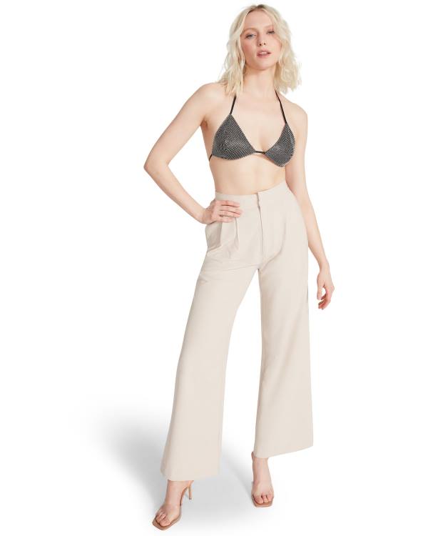 Pantaloni Dama Steve Madden High Waisted Trouser Ivory Albi | SM-869GX