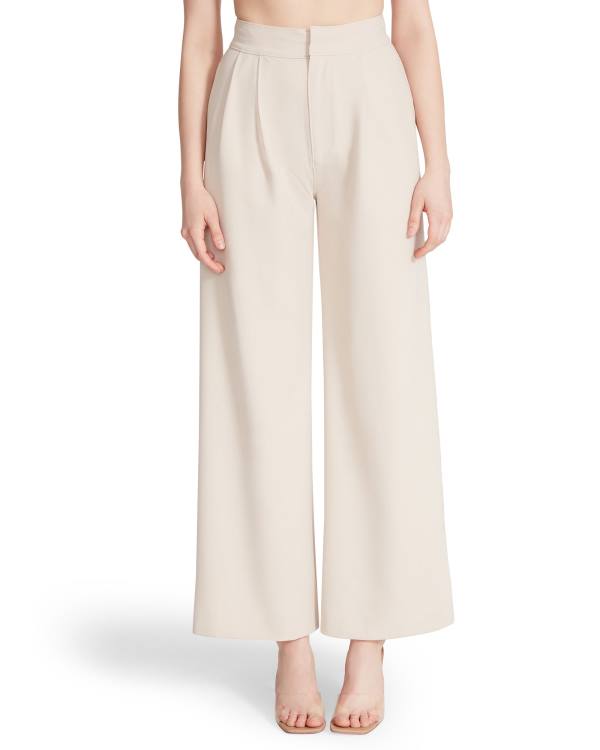 Pantaloni Dama Steve Madden High Waisted Trouser Ivory Albi | SM-869GX