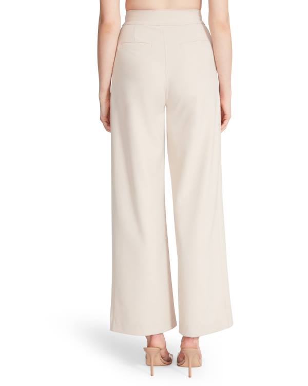 Pantaloni Dama Steve Madden High Waisted Trouser Ivory Albi | SM-869GX