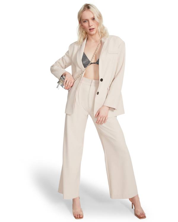 Pantaloni Dama Steve Madden High Waisted Trouser Ivory Albi | SM-869GX