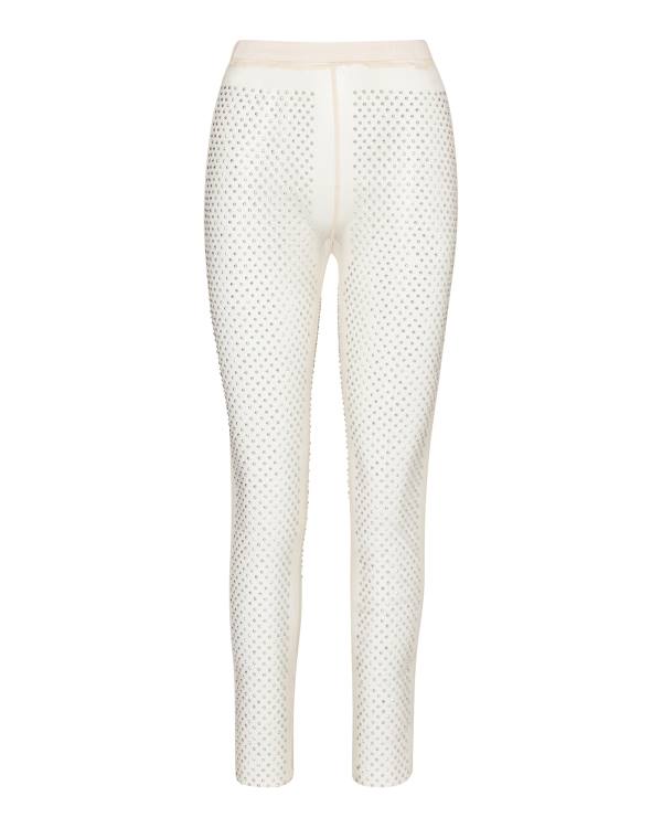 Pantaloni Dama Steve Madden Mesh Rhinestone Pants Ivory Albi | SM-892WQ