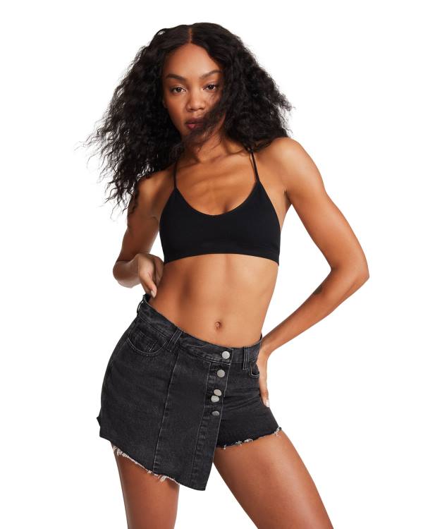 Pantaloni Scurti Dama Dama Steve Madden Black Denim Skort Negrii | SM-206EN