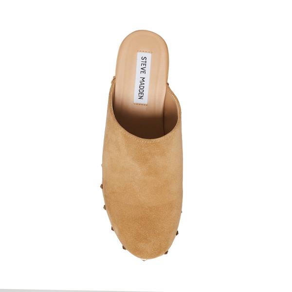 Pantofi Cu Toc Dama Steve Madden Bushwick Taupe Piele Intoarsa Heel Gri Maro | SM-013AG