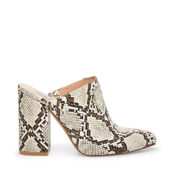 Pantofi Cu Toc Dama Steve Madden Ditty Snake Heel Negrii Albi Snakeskin | SM-328LY