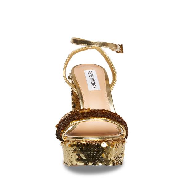 Pantofi Cu Toc Dama Steve Madden Lessa-s Heel Aurii | SM-590JF