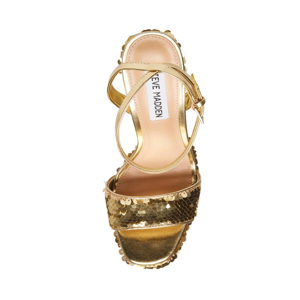 Pantofi Cu Toc Dama Steve Madden Lessa-s Heel Aurii | SM-590JF