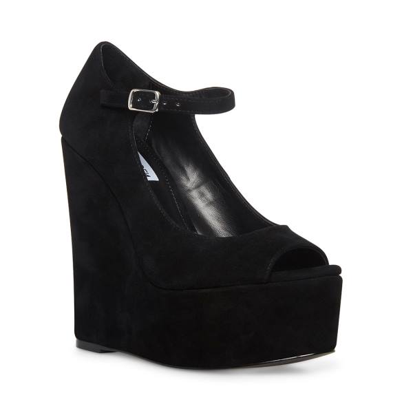 Pantofi Cu Toc Dama Steve Madden Macie Piele Intoarsa Heel Negrii | SM-790JM