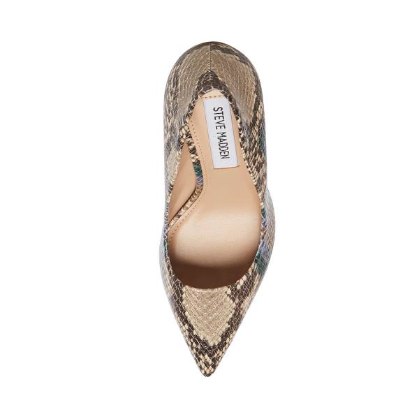 Pantofi Cu Toc Dama Steve Madden Vala Natural Heel Bej Albastri | SM-457KQ