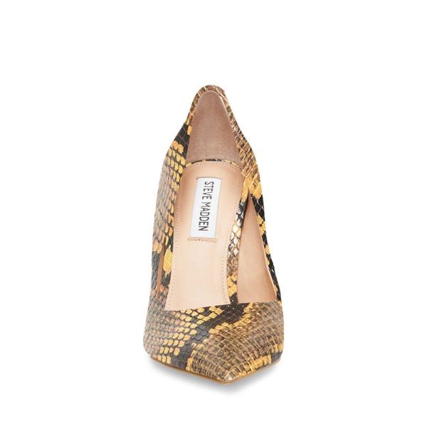 Pantofi Cu Toc Dama Steve Madden Vala Snake Heel Galbeni Snakeskin | SM-851QN