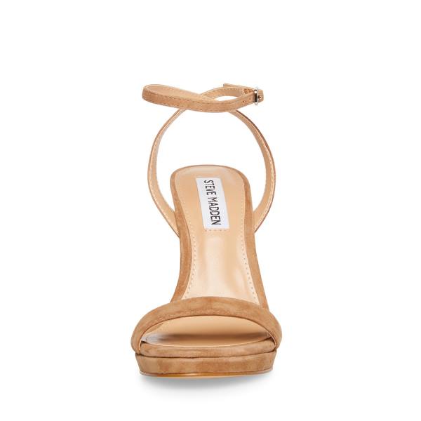 Pantofi Cu Toc Dama Steve Madden Wafer Camel Piele Intoarsa Heel Maro | SM-698RK