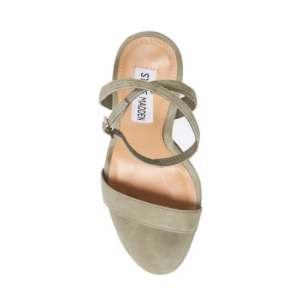 Pantofi Cu Toc Dama Steve Madden Wafer Piele Intoarsa Heel Verzi | SM-675LO