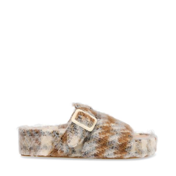 Papuci Dama Steve Madden Rizzle Plaid Bej | SM-598SV