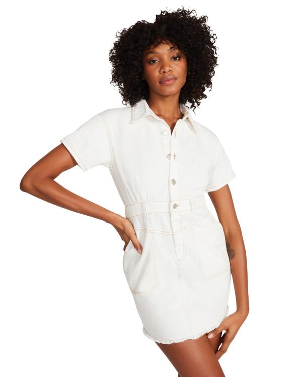 Rochie Dama Steve Madden Denim Button Up Albi | SM-452HU