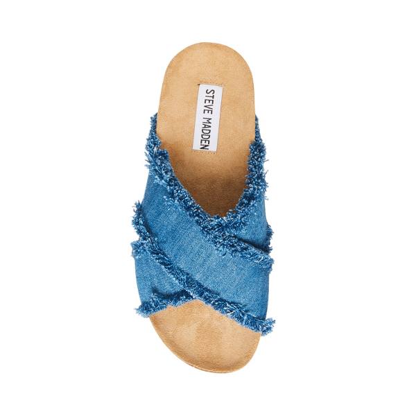 Sandale Dama Steve Madden Devyn Denim Fabric Albastri | SM-954EW