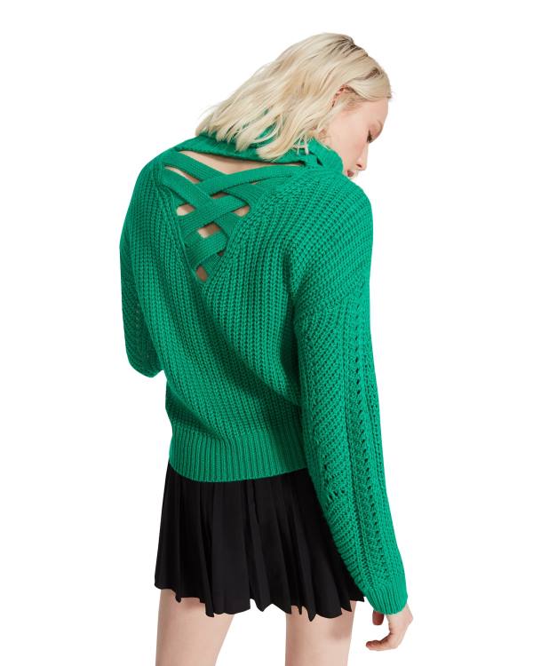 Topuri Dama Steve Madden Cross Back Turtleneck Pulovere Verzi | SM-316XC