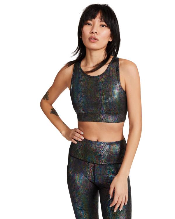 Topuri Dama Steve Madden Iridescent Sports Bra Negrii | SM-965DY