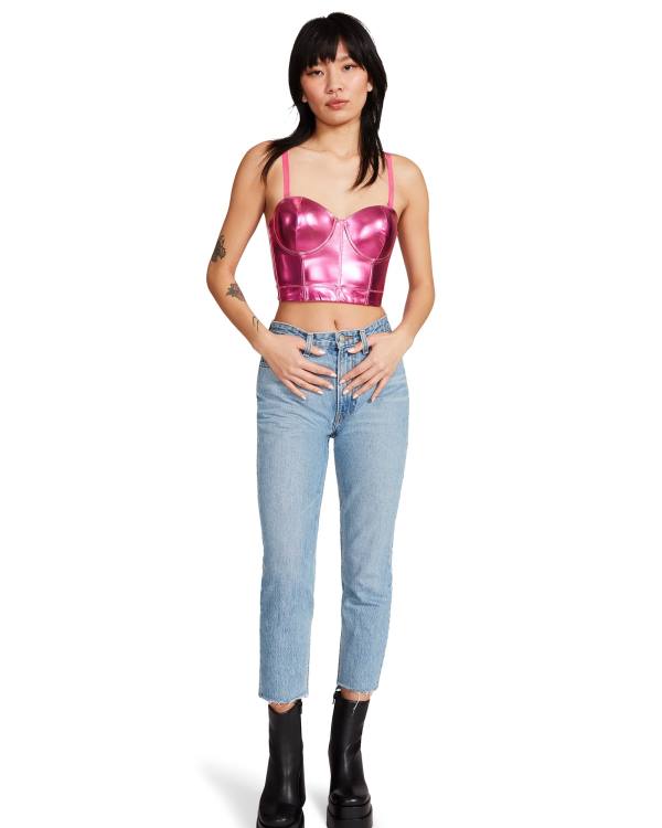 Topuri Dama Steve Madden Metallic Bustier Roz | SM-139RQ