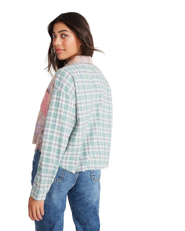 Topuri Dama Steve Madden Mixed Plaid Button Down Roz Colorati | SM-435QN