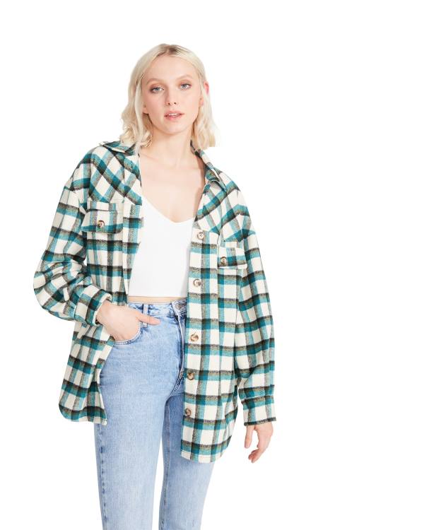 Topuri Dama Steve Madden Plaid Button Down Verzi | SM-569AX