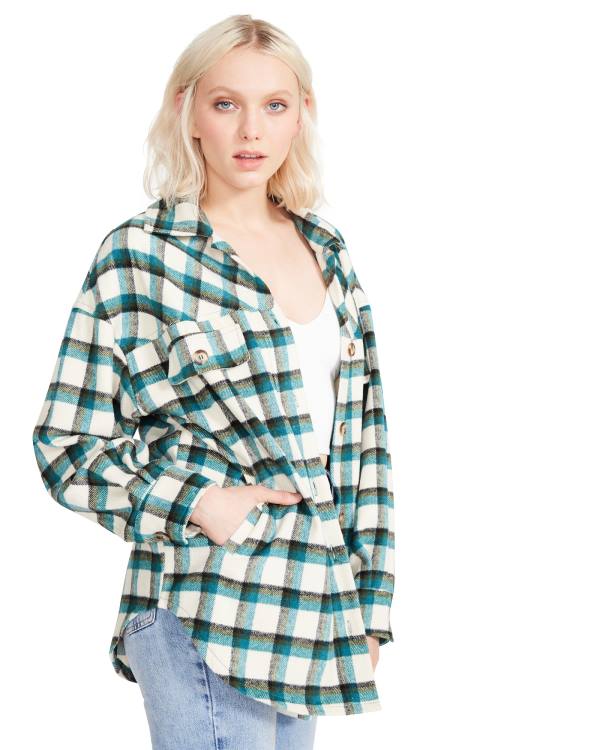 Topuri Dama Steve Madden Plaid Button Down Verzi | SM-569AX