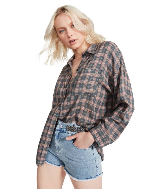 Topuri Dama Steve Madden Plaid Flannel Gri Inchis | SM-165HC