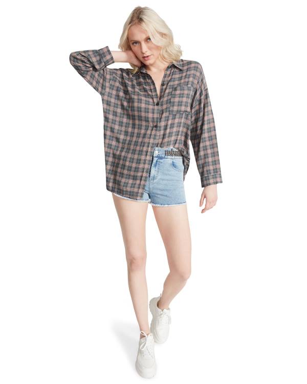 Topuri Dama Steve Madden Plaid Flannel Gri Inchis | SM-165HC