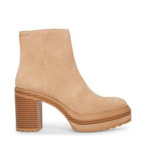 Bocanci Dama Steve Madden Shaniya Sand Piele Intoarsa Maro | SM-235XI