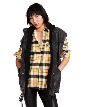 Jacheta Dama Steve Madden Teddy Captusite Flannel Galbeni | SM-143QV