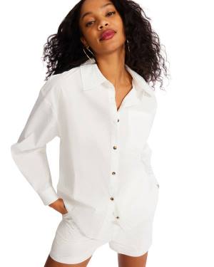 Loungewear Dama Steve Madden Button Down Scurte Set Albi | SM-453VR