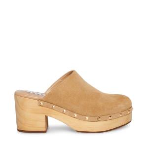 Pantofi Cu Toc Dama Steve Madden Bushwick Taupe Piele Intoarsa Heel Gri Maro | SM-013AG