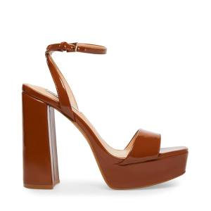 Pantofi Cu Toc Dama Steve Madden Lessa Cognac Lacuita Heel Maro | SM-860WB